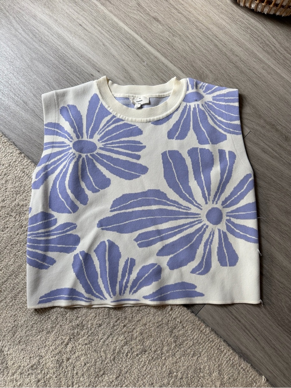 Boutique Cream Tank with Lavender Daisy Print